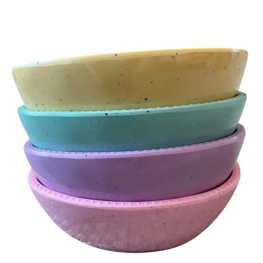BUNNY & BEAN Easter Egg Shaped Melamine Tidbit Bowls 5x3.5 Set of 4 Pastel New